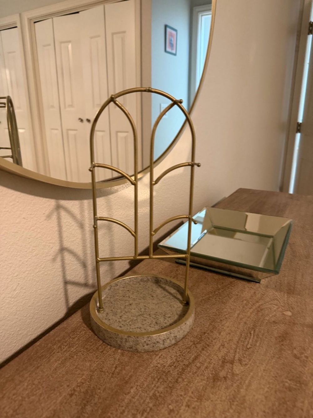 Gold Jewelry Stand with Marble Base
